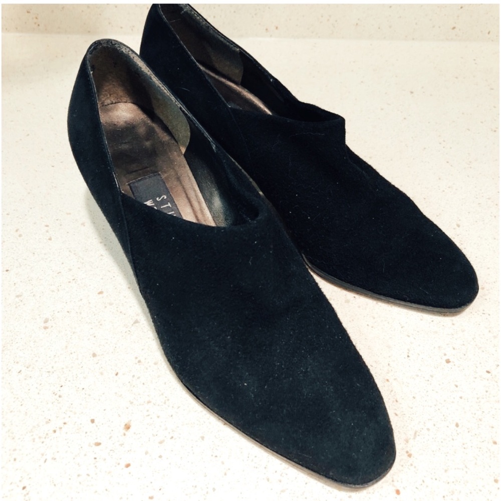 Stuart Weitzman Women's Black Suede Ankle Booties - Size 7